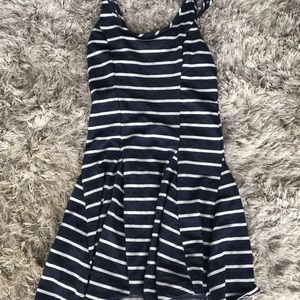 Navy and white striped summer dress